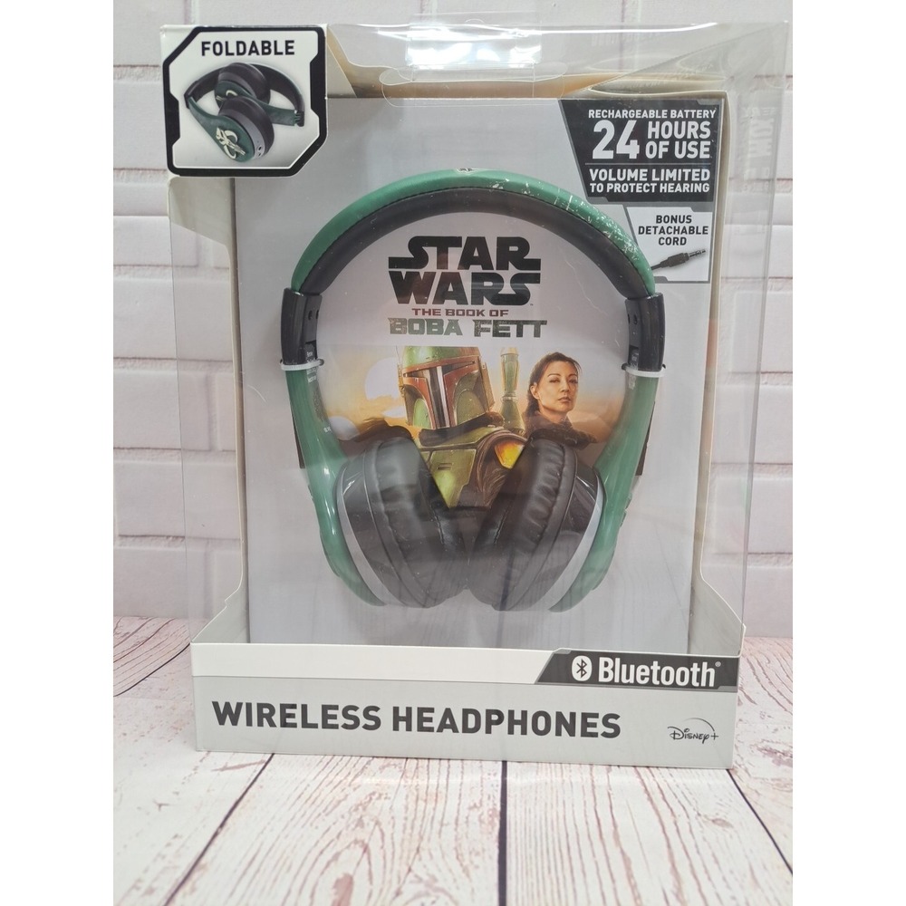 NIB, Disney Star Wars The Book of Boba Fett Bluetooth Wireless Headphones Green